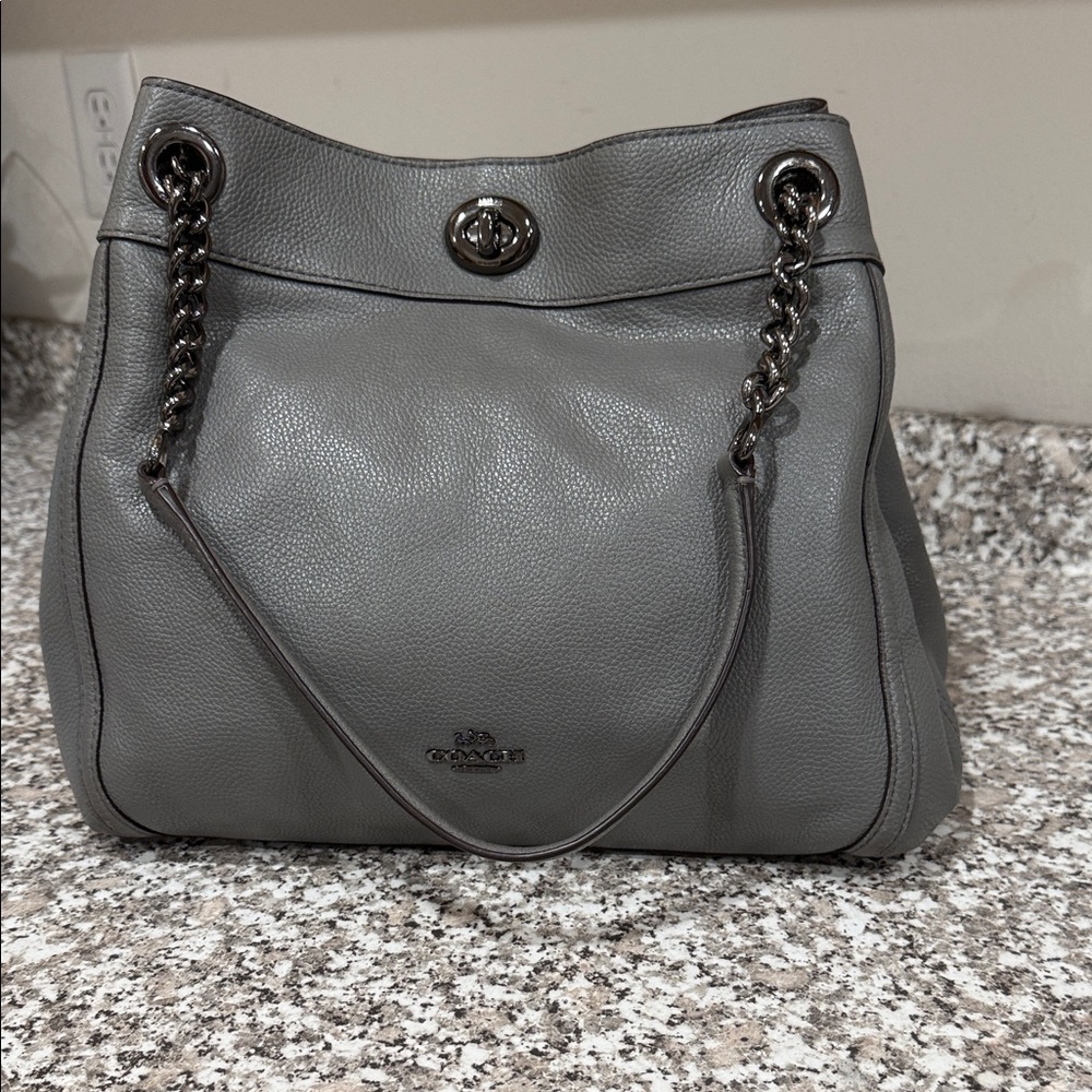 Coach Charcoal Leather Shoulder Bag